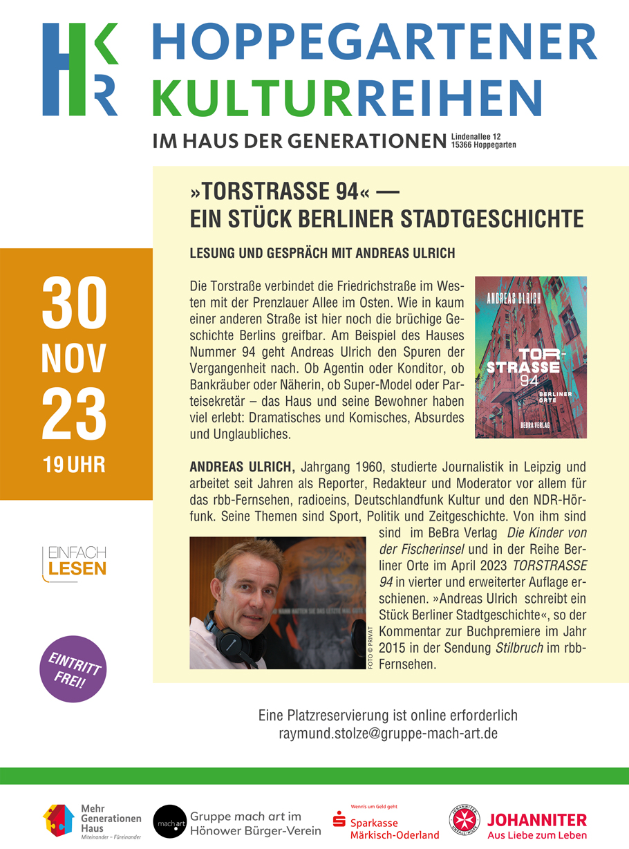 Plakat zur Veranstaltung »Torstrasse 94«