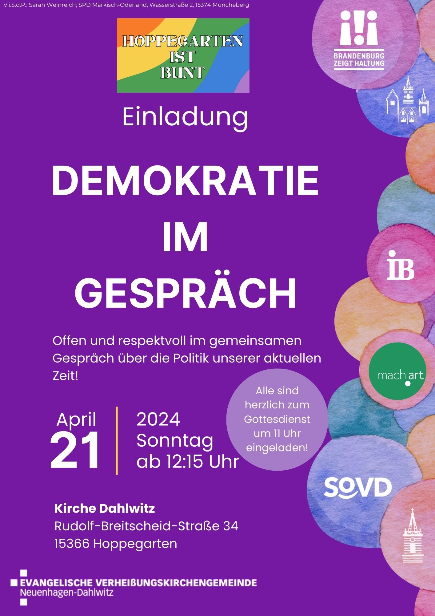 Hoppegarten ist bunt - Demokratie im Gespräch mit EVKND