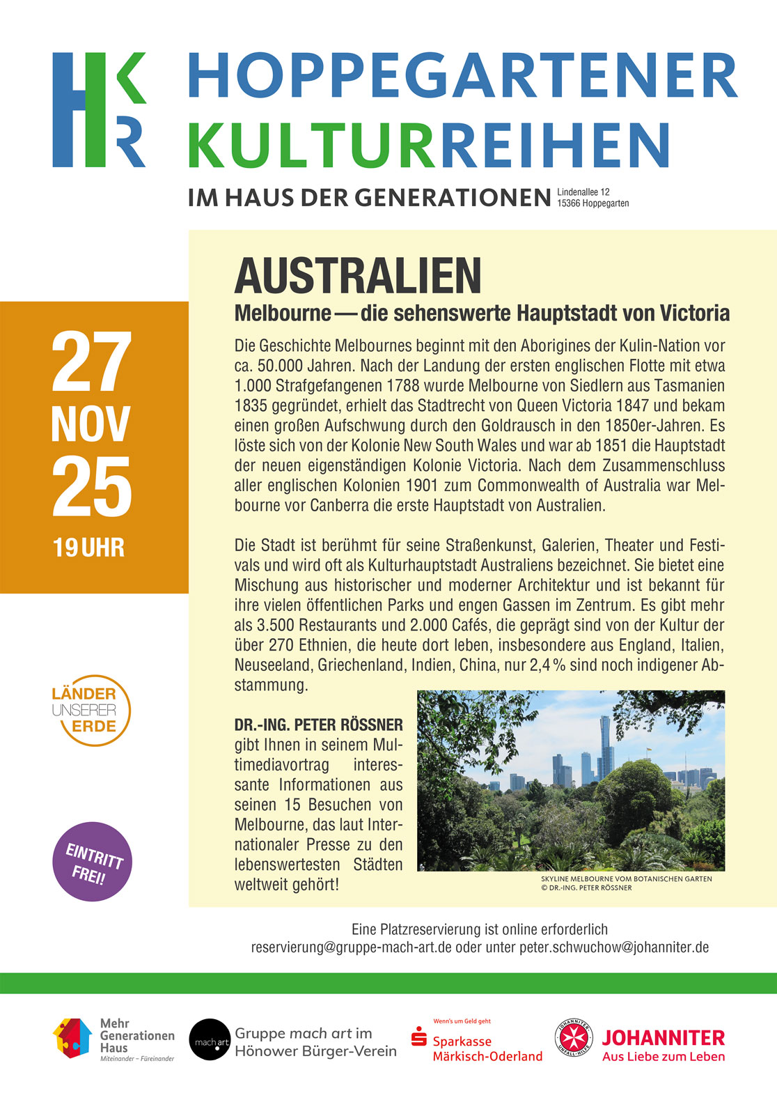 Plakat zur Veranstaltung Melbourne Plakat zur Veranstaltung Melbourne