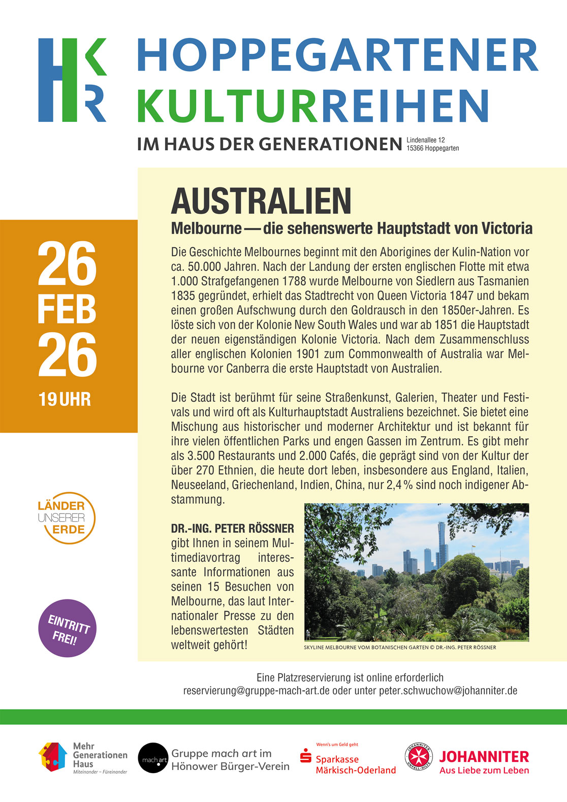 Plakat zur Veranstaltung Melbourne