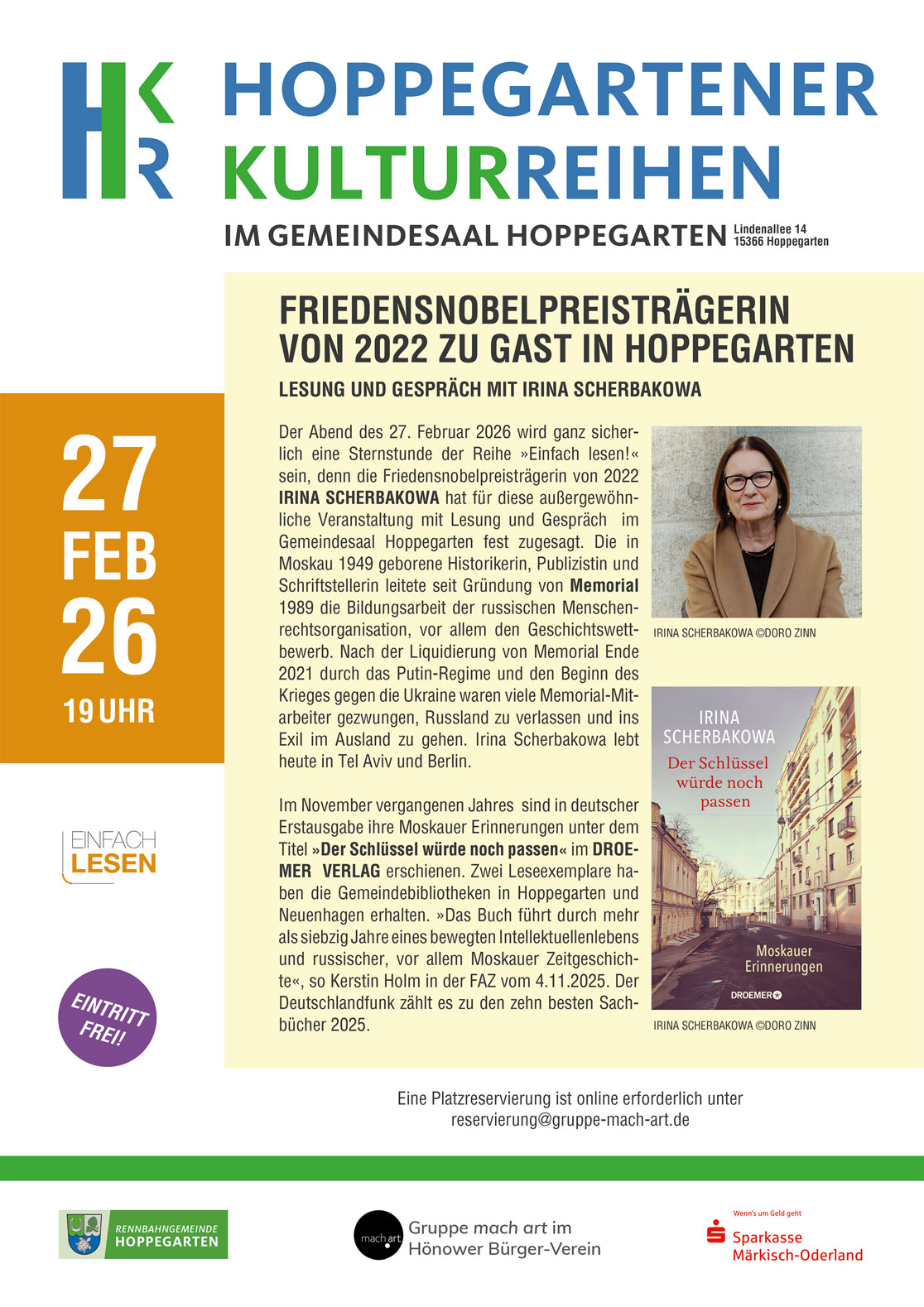 Plakat zur Ausstellung Einfach Lesen! mit Irina Scherbakowa