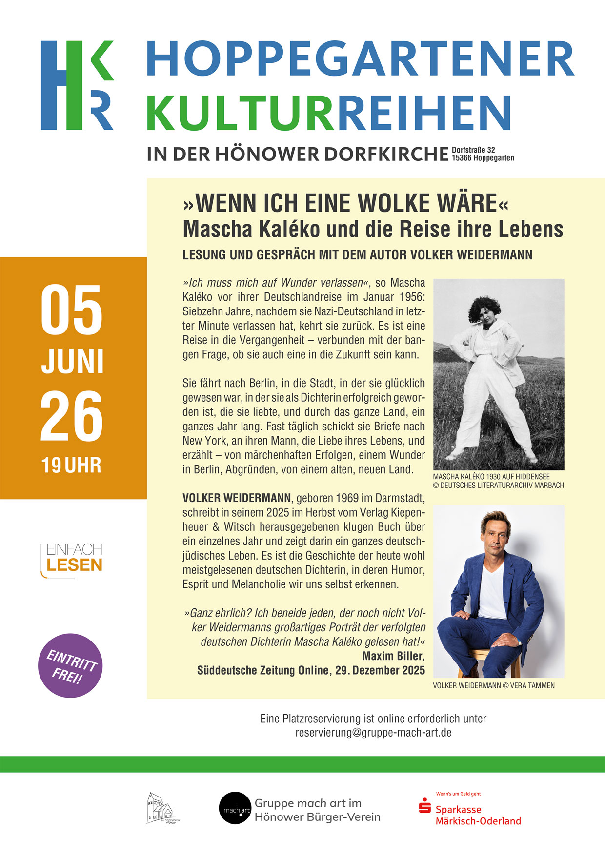 Plakat zur Veranstaltung Einfach lesen mit Volker Weidermann