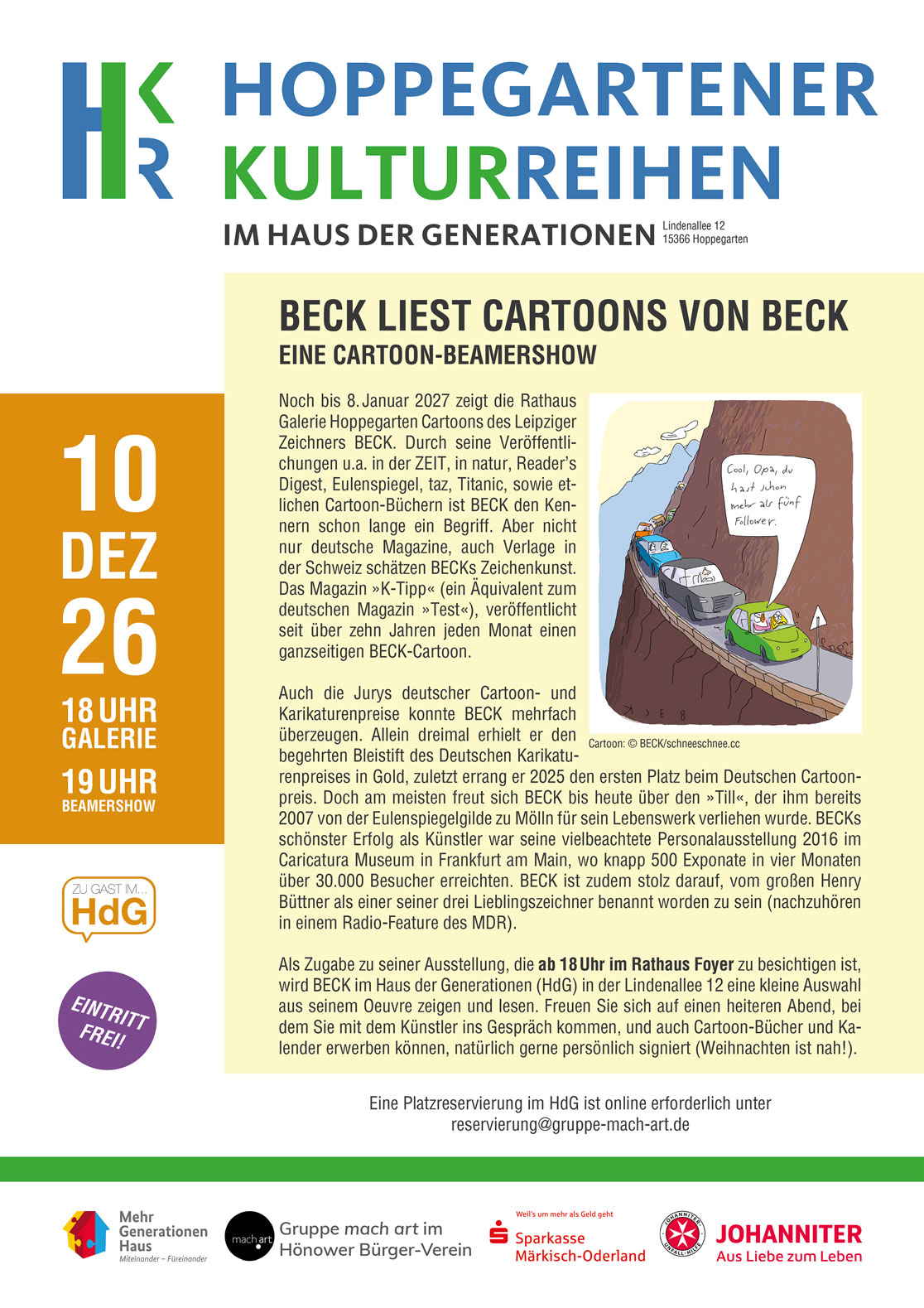 Plakat zur Veranstaltung Zu Gast im HdG mit BECK